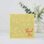 Klassischer gelber Topaz Blütenroter Text Dankeskarte (Stehend Vorderseite)