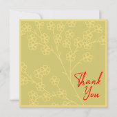 Klassischer gelber Topaz Blütenroter Text Dankeskarte (Vorderseite)