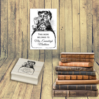 Klassischer Gentleman-Bibliothekar mit vintage Sch Gummistempel