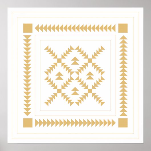 Klassischer geometrischer Formen Quiltblock in Gol Poster (Vorne)