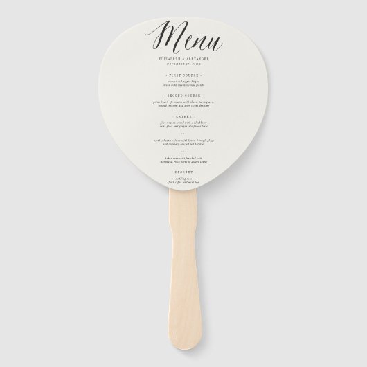 Klassischer, geometrischer Hochzeitsmenü mit einfa Fächer (Vorderseite)