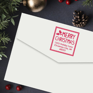 Klassischer gerahmter Frohe Weihnachten Stechpalme Permastempel