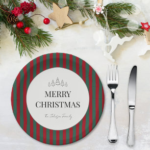 Klassischer gestreifter Weihnachten Pappteller