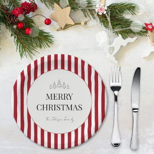 Klassischer gestreifter Weihnachten Pappteller