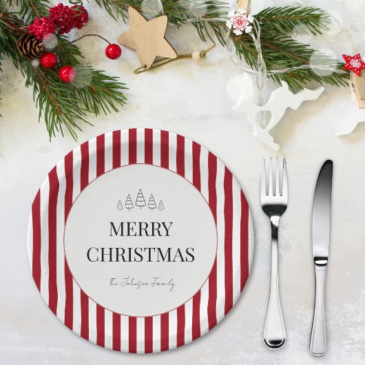 Klassischer gestreifter Weihnachten Pappteller