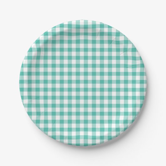 Klassischer Gingham Bluegrass Grün Pappteller (Vorderseite)