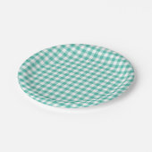 Klassischer Gingham Bluegrass Grün Pappteller (Schrägansicht)