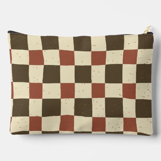 Klassischer Gingham-Hintergrund Getrocknete Blattf Zubehörtasche (Rückseite)