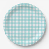 Klassischer Gingham Karo Kariertes Muster Blau Pappteller (Vorderseite)