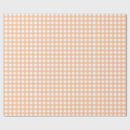 Klassischer Gingham Karo Kariertes Musterpeach Geschenkpapier (Flach)