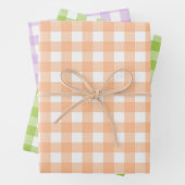 Klassischer Gingham Karo Kariertes Musterpeach Geschenkpapier Set (Beispiel)