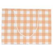 Klassischer Gingham Karo Kariertes Musterpeach Große Geschenktüte (Rückseite)