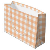 Klassischer Gingham Karo Kariertes Musterpeach Große Geschenktüte (Rückseite Schrägansicht)