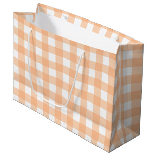 Klassischer Gingham Karo Kariertes Musterpeach Große Geschenktüte