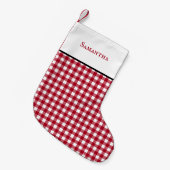 Klassischer Gingham mit kariertem Namen Kleiner Weihnachtsstrumpf (Vorderansicht (hängend))