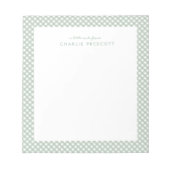 Klassischer Gingham niedliches, einfaches Grün per Notizblock (Vorderseite)