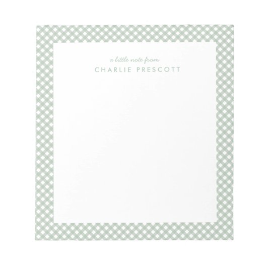 Klassischer Gingham niedliches, einfaches Grün per Notizblock (Vorderseite)