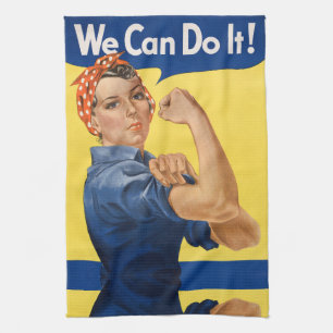 Klassischer Girl Power Empowerment Pop Art Druck Geschirrtuch