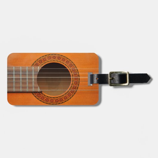 Klassischer Gitarrenorange Tan Gepäckanhänger (Vorderseite horizontal)