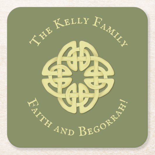 Klassischer Gold keltischer Kreuzgedanken und Bego Rechteckiger Pappuntersetzer (Vorderseite)