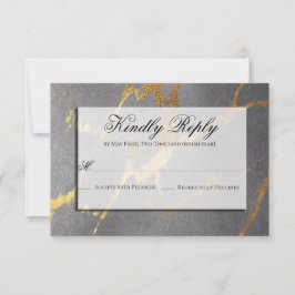Klassischer Gold- und Graumarmorlook RSVP Karte