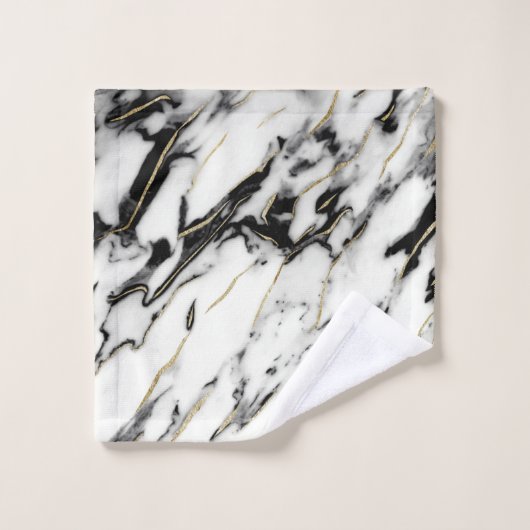 Klassischer Goldbrauner Marmorgoldfilm #1 Badhandtuch Set (Waschlappen)