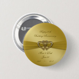 Klassischer goldener 50. Hochzeitstag-Knopf Button
