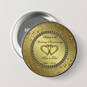 Klassischer goldener Hochzeitstag-Knopf Button
