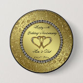 Klassischer goldener Hochzeitstag-Knopf Button (Vorderseite)