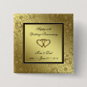 Klassischer goldener Hochzeitstag-Quadrat-Knopf Button