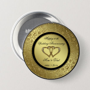 Klassischer goldener Hochzeitstag-runder Knopf Button