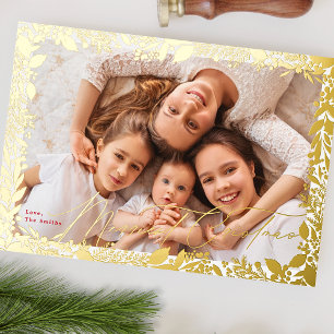 klassischer Goldrahmen Fröhlichste Weihnachten Ein Folien Feiertagskarte