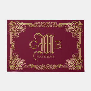 Klassischer Goldrahmen-Hochzeitsgrabband Fußmatte