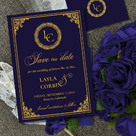 Klassischer Goldrahmen Royal Monogram Hochzeit Save The Date