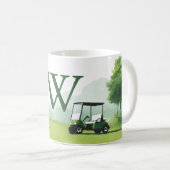 Klassischer Golf Buggy mit individuellem Monogramm Kaffeetasse (VorderseiteRechts)