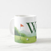 Klassischer Golf Buggy mit individuellem Monogramm Kaffeetasse (Vorderseite Links)