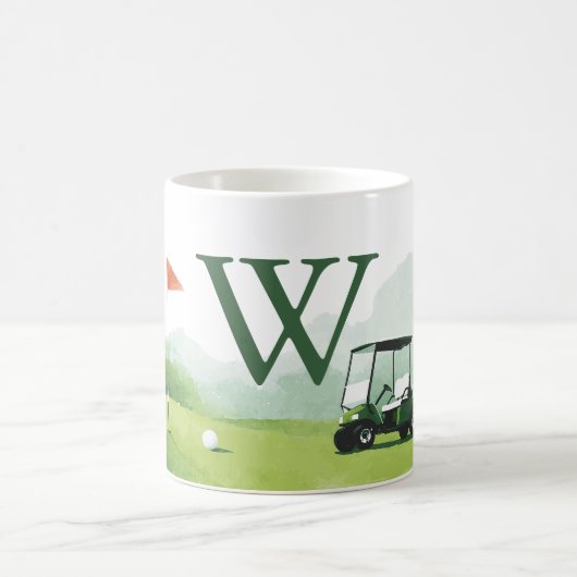 Klassischer Golf Buggy mit individuellem Monogramm Kaffeetasse (Mittel)