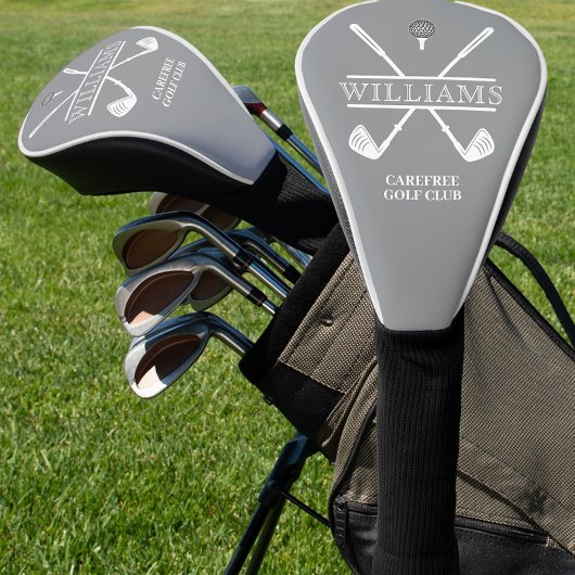 Klassischer Golfclub Name Grau Golf Headcover