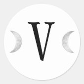 Klassischer Gothic White Monogram Moon Umschlag Au Runder Aufkleber (Vorderseite)