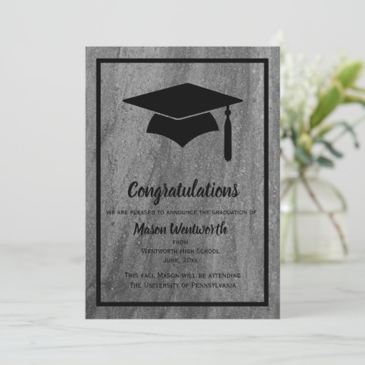 Klassischer Granit Abschluss Ankündigung - schwarz (Stehend Vorderseite)