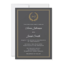 Klassischer grauer Lorbeerkranz-Monogramm-Elegante
