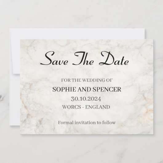 Klassischer grauer Marmor Save the Date (Vorderseite)