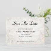 Klassischer grauer Marmor Save the Date (Stehend Vorderseite)