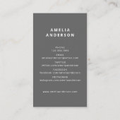Klassischer grauer Typografie-Foto-Abschluss Visitenkarte (Rückseite)