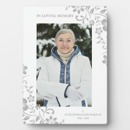 Klassischer Gray Floral Begräbnisdienst Sehr geehr Fotoplatte