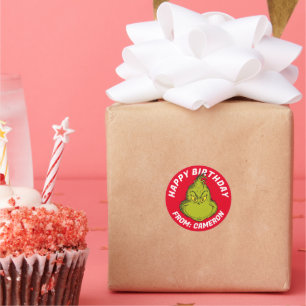 Klassischer Grinch Alles Gute zum Geburtstag Runder Aufkleber
