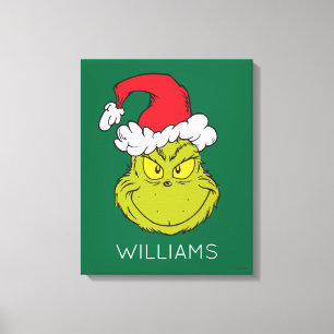 Klassischer Grinch   Fügen Sie den Namen Ihrer Fam Leinwanddruck