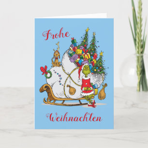 Klassischer Grinch   Grinch & Max mit Schlitten Feiertagskarte