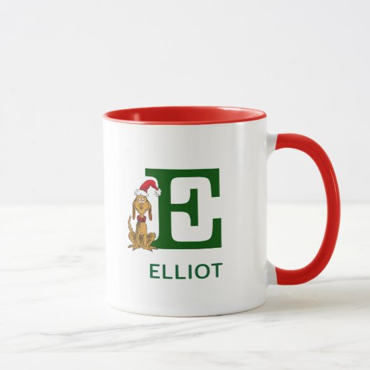 Klassischer Grinch Max | Name & Monogramm E Tasse (Rechts)
