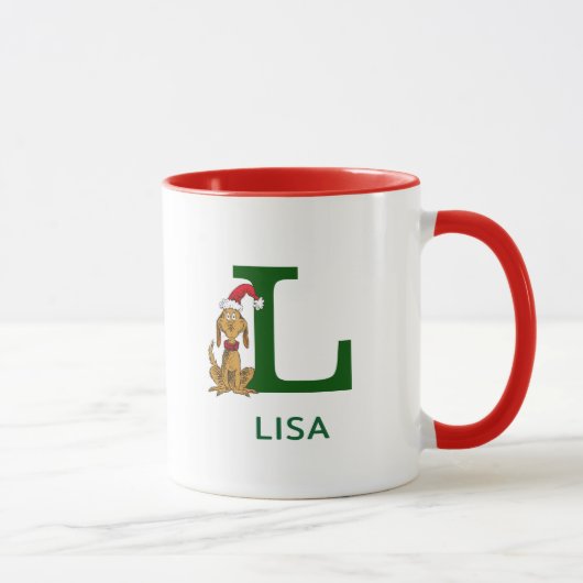 Klassischer Grinch Max | Name & Monogramm L Tasse (Rechts)